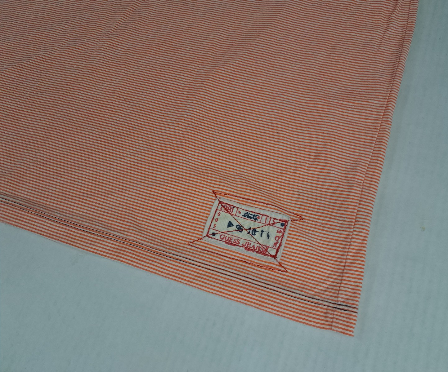 Vintage Guess Jeans 1981 Orange Striped X-Large Y2K Shirt