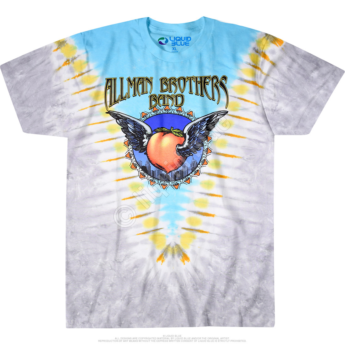 ALLMAN BROTHERS-FLYING PEACH-2 SDD TIE DYE T-SHIRT M-L-XL-2X Warren, Trucks