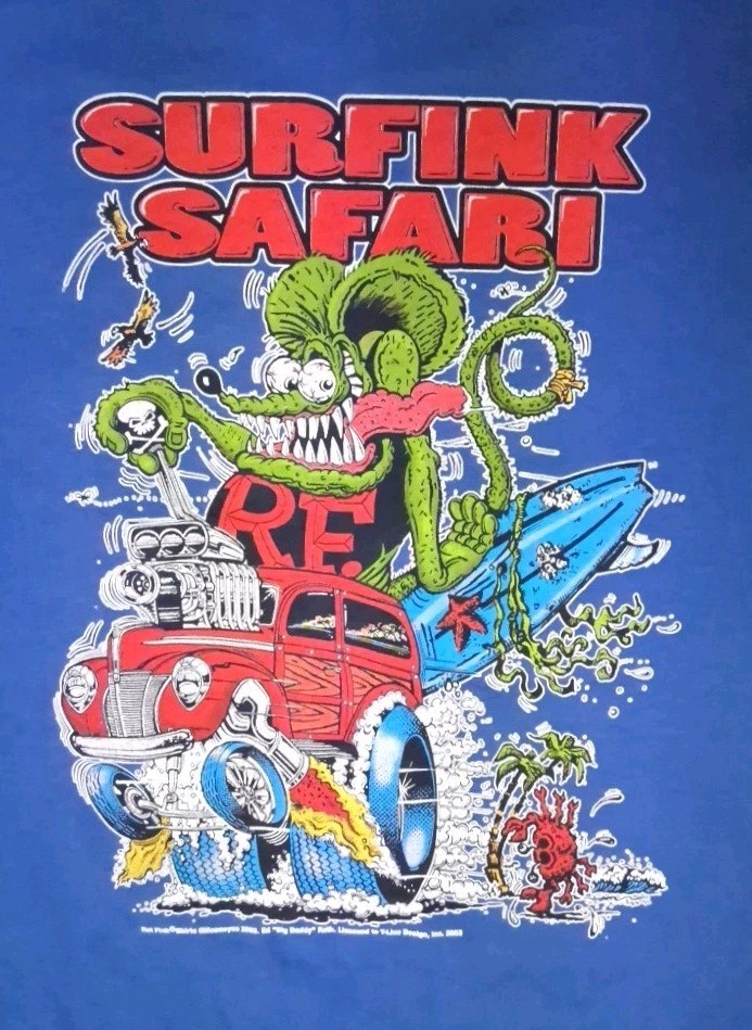 Ed Big Daddy Roth Rat Fink Hotrod Surfink Safari 2XL T Shirt Rare 2003 blue