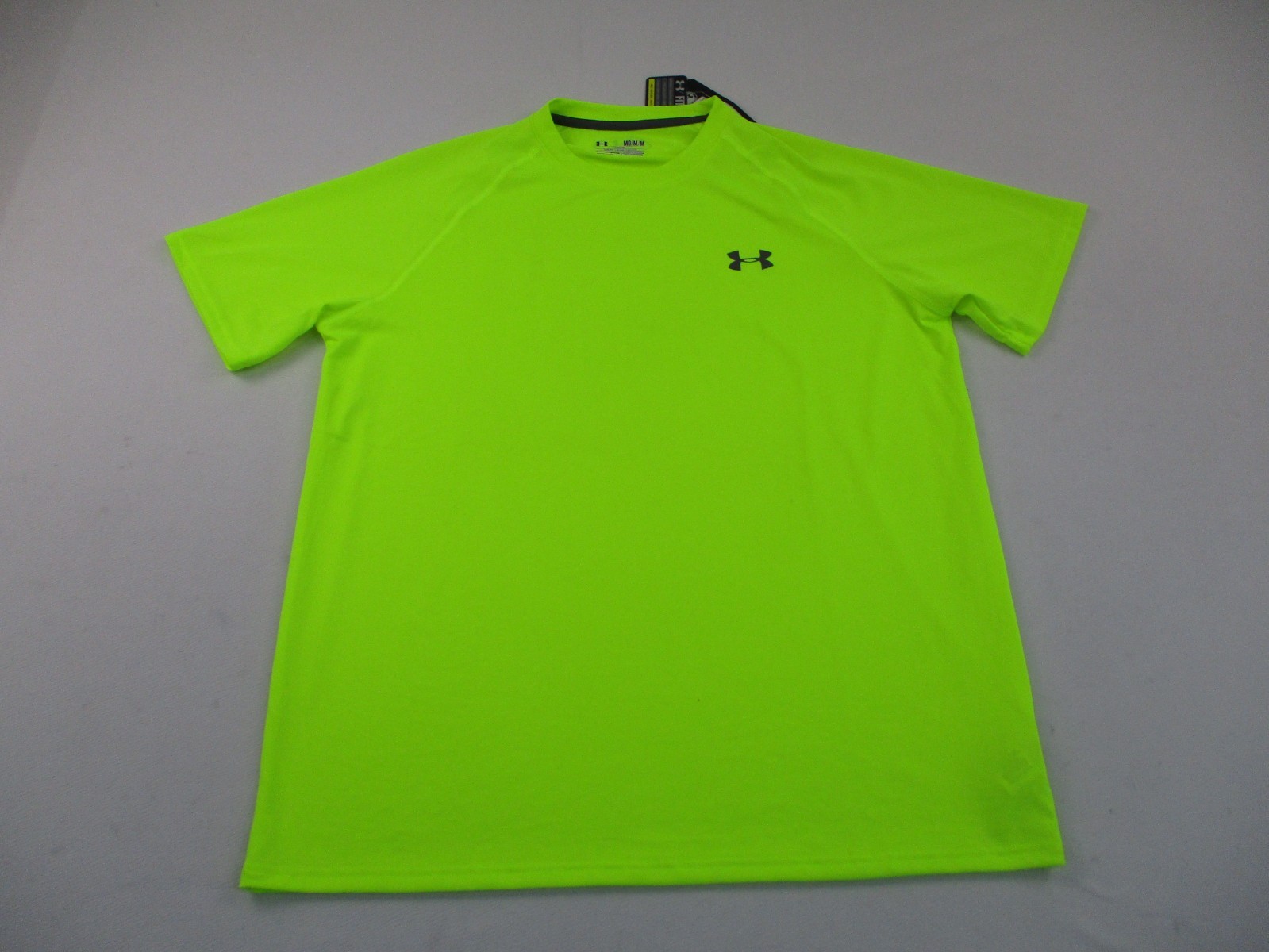Under Armour Shirt Mens Medium Neon Yellow Athletic Short Sleeve Gym Workout