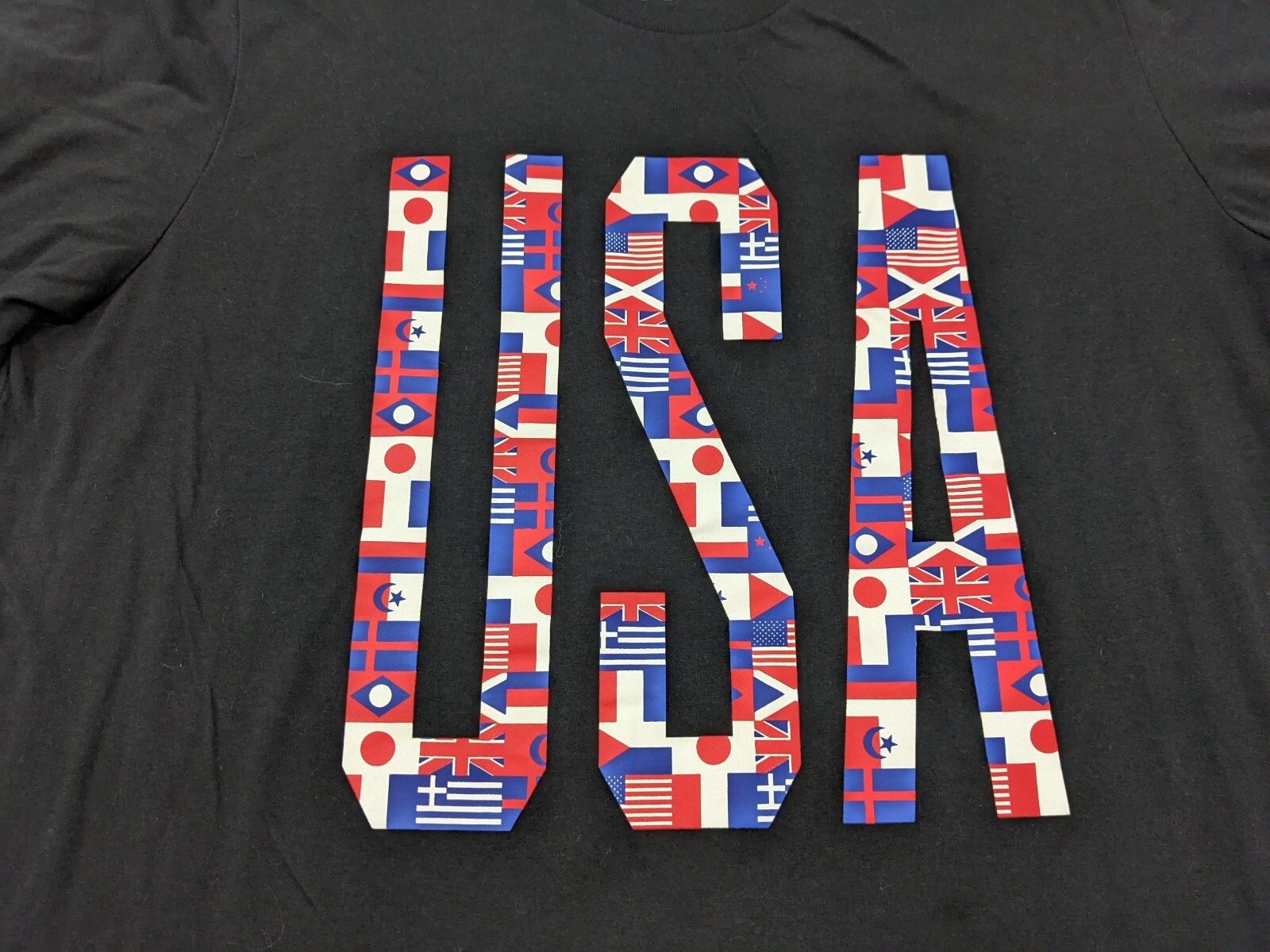 Adidas T Shirt Mens 2X USA Tee Black Red White Blue Patriotic Flag Climalite