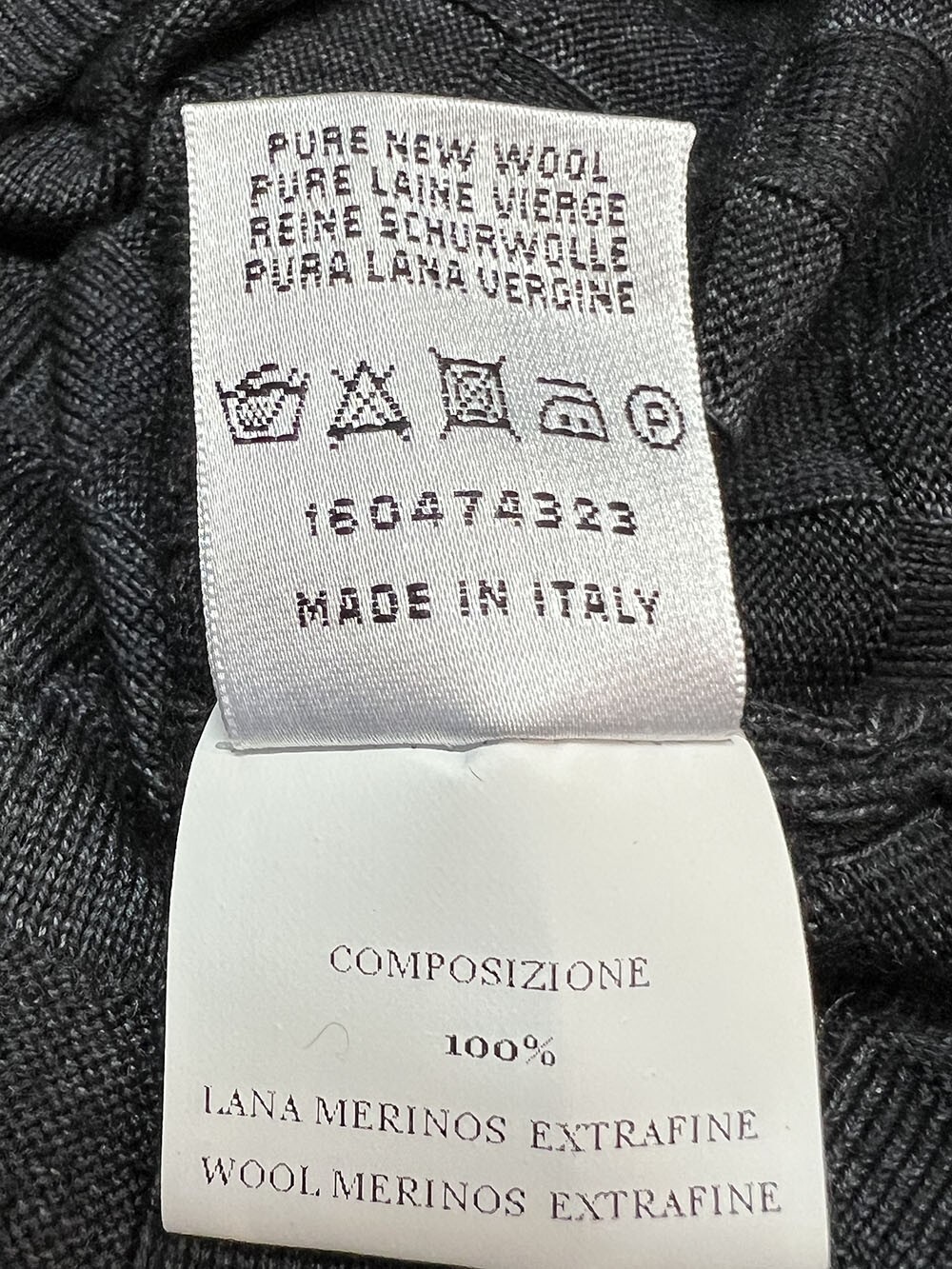 FERRANTE lightweight washed merino crew neck knit anthracite U22116 MADE IN ITALY