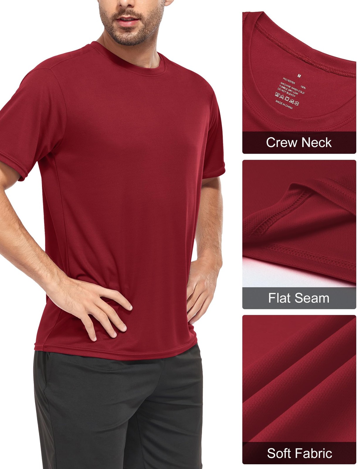 5 Pack Men’s Dry Fit Workout Gym T Shirts, Short Sleeve Active Running Athlet…