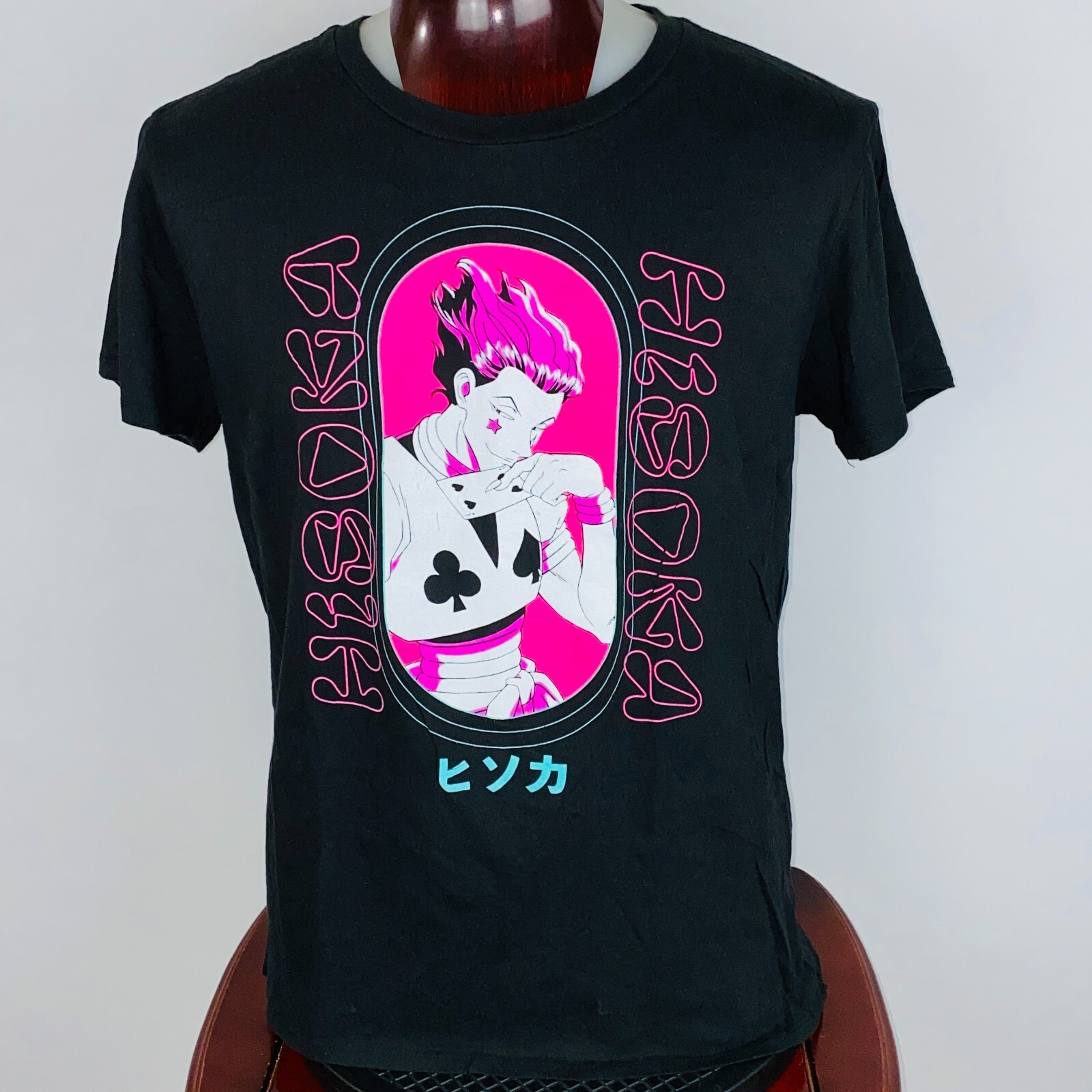 Hunter X Hunter Mens T Shirt Anime Hesoka Villain Dude Pink Hair Club Heart XL