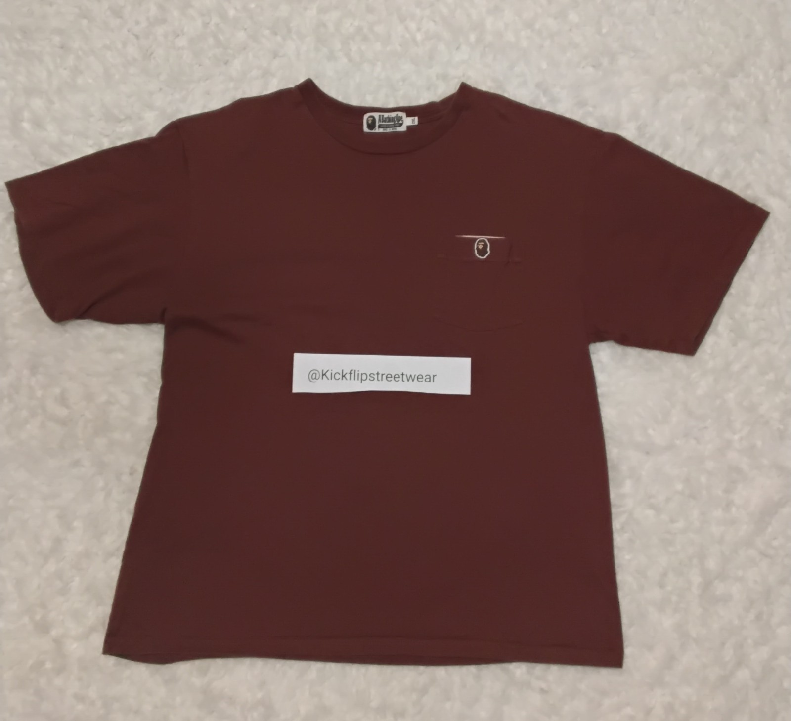 BAPE One Point Mini Ape Head Pocket Tee Burgundy Size XXL