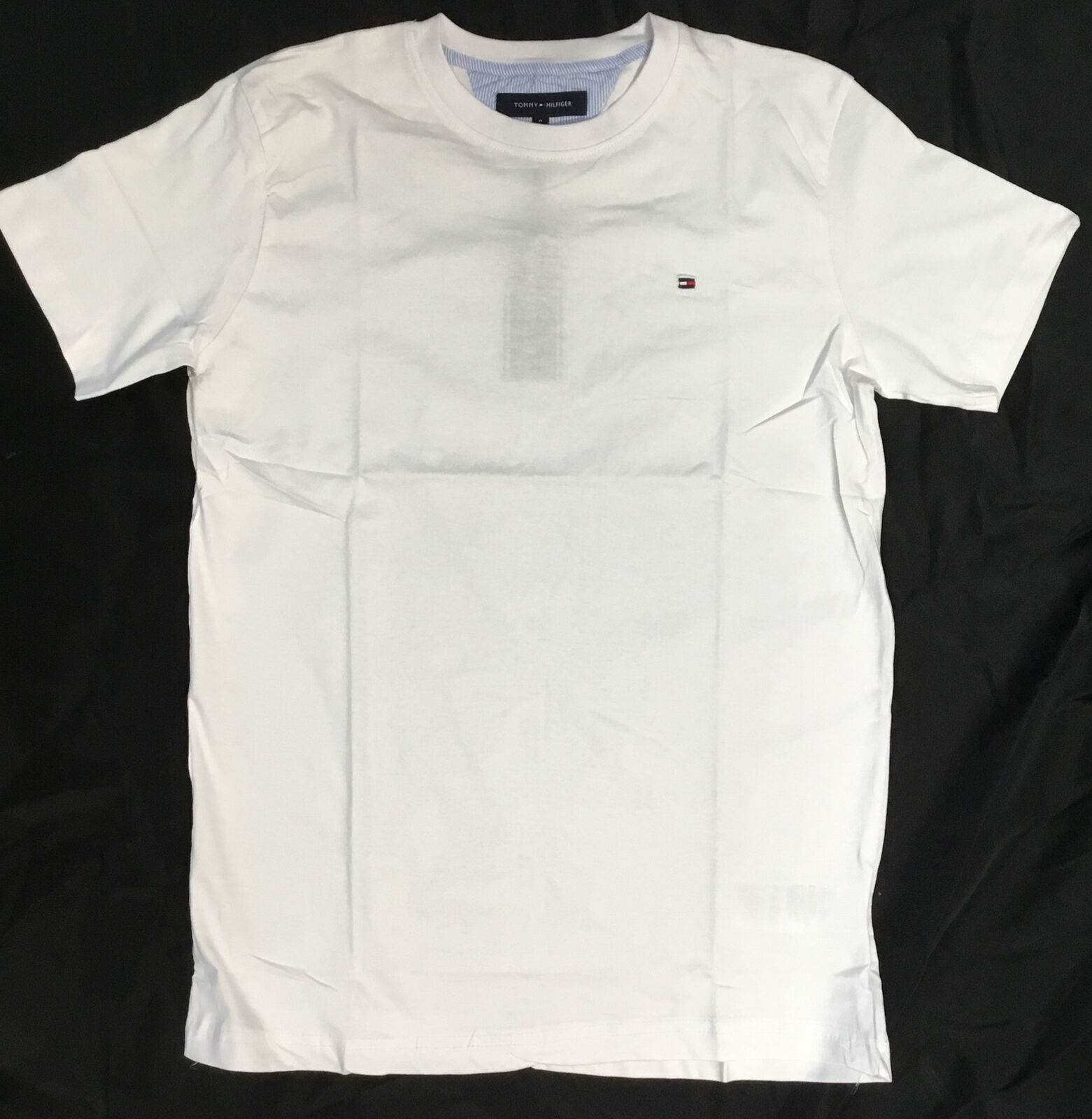 Tommy Hilfiger Men’s Crew Neck Organic Cotton Flag T-Shirt, White, XL