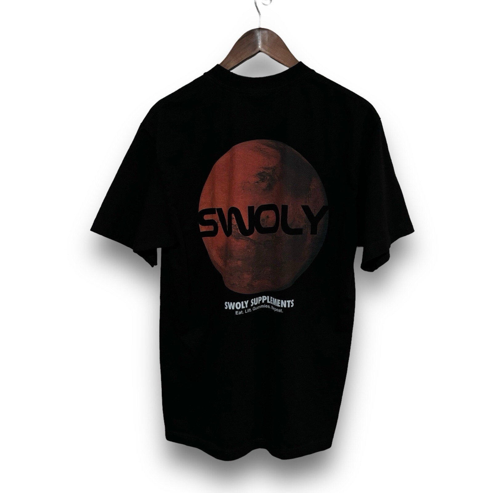 Swoly Supplements Men’s Graphic Heavyweight T Shirt Black Size Large 21 x 30