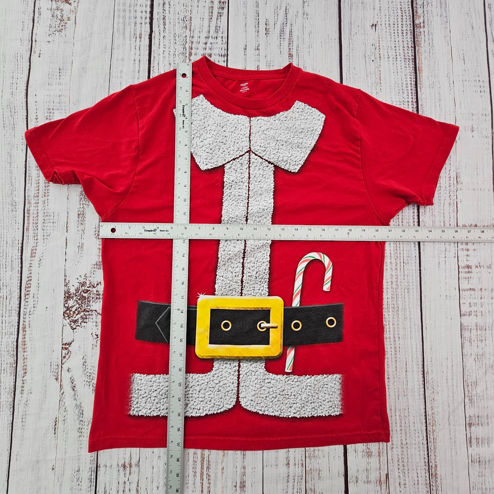 Holiday Time Red Santa Suit Short Sleeve Tee Men’s Large (42/44)