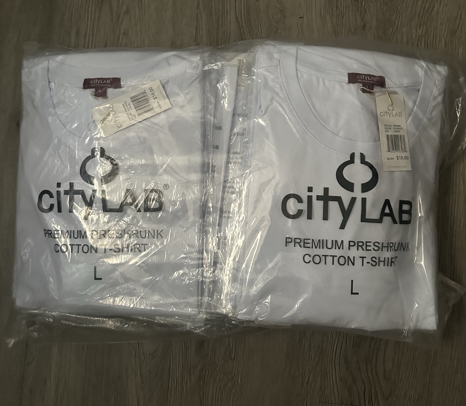CityLAB Premium Preshrunk Cotton T-Shirt Bulk Lot White Large L New With Tags