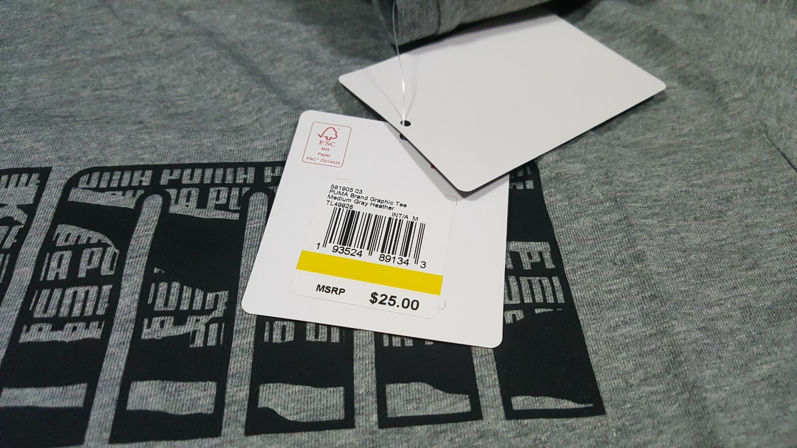 Puma Mens Graphic Tee Graphic Logo Gray Regular fit