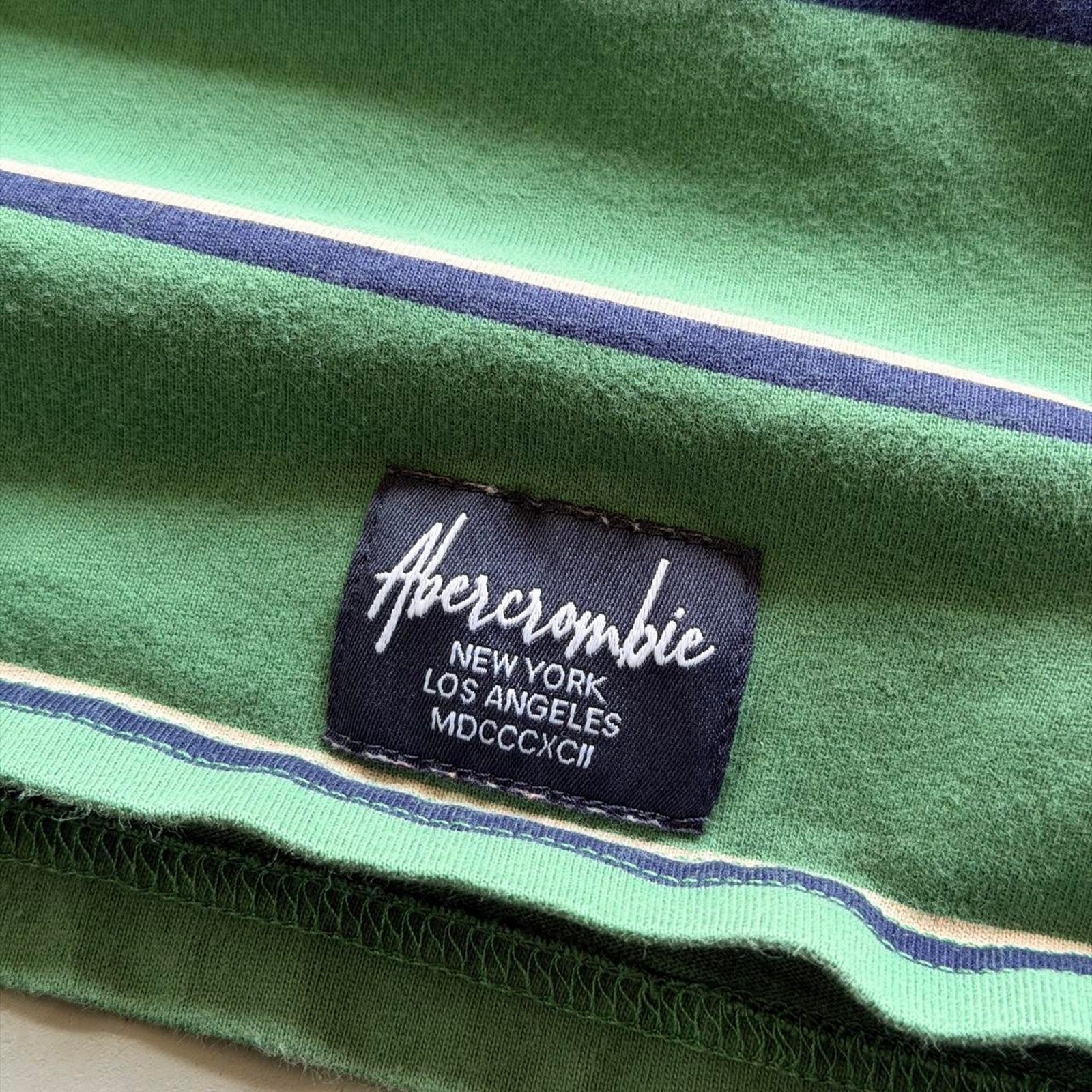 Abercrombie Green Striped Relaxed Fit Heavyweight T-Shirt Size Mens XS