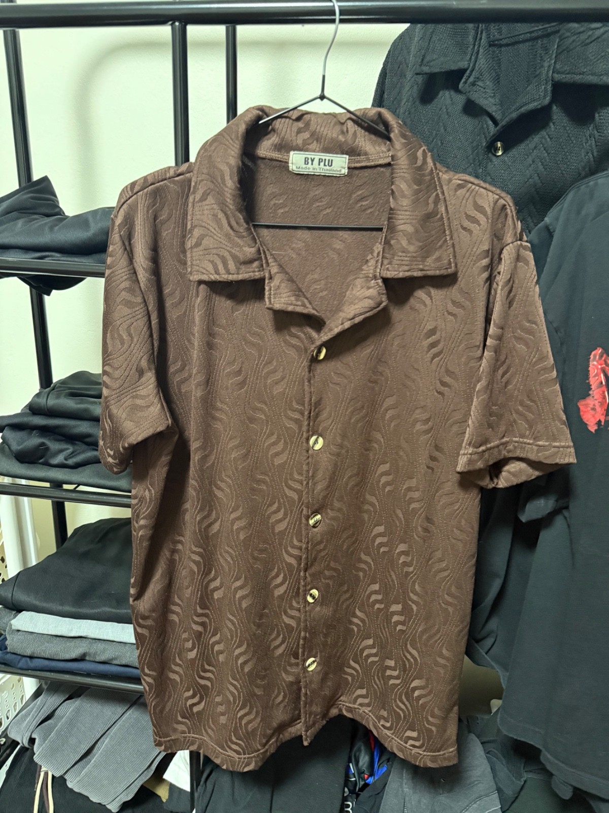 Men’s Brown Oversized Button-Up Shirt Size L Casual style