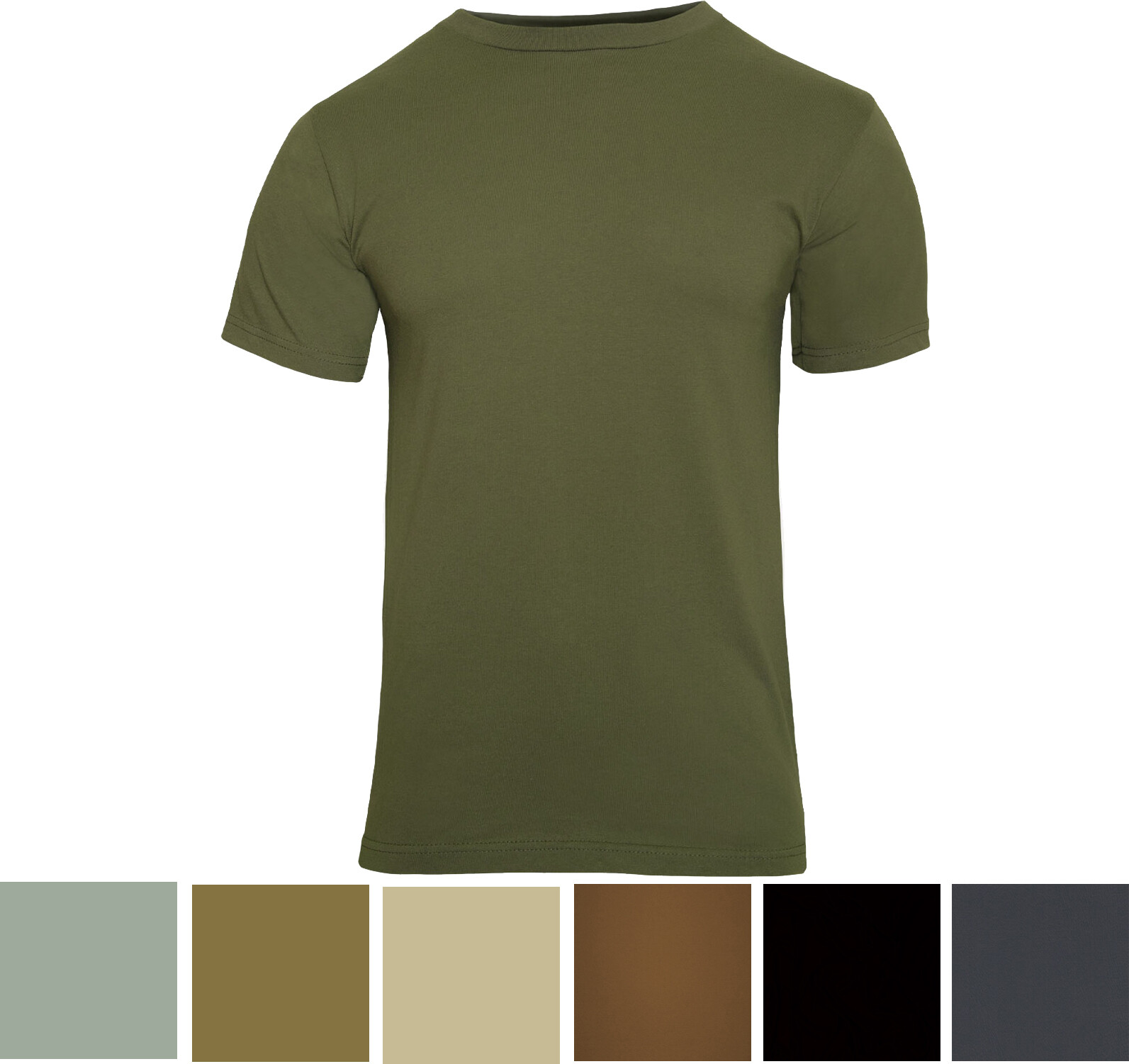 Rothco Solid T-Shirt Army Color Military Short Sleeve Poly/Cotton or 100% Cotton