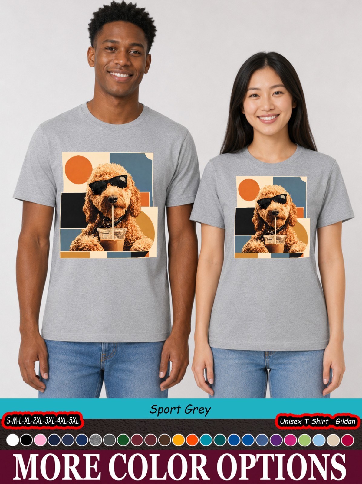 Goldendoodle Iced Coffee Shirt, Dog Sunglasses Pup Graphic Tee-tien