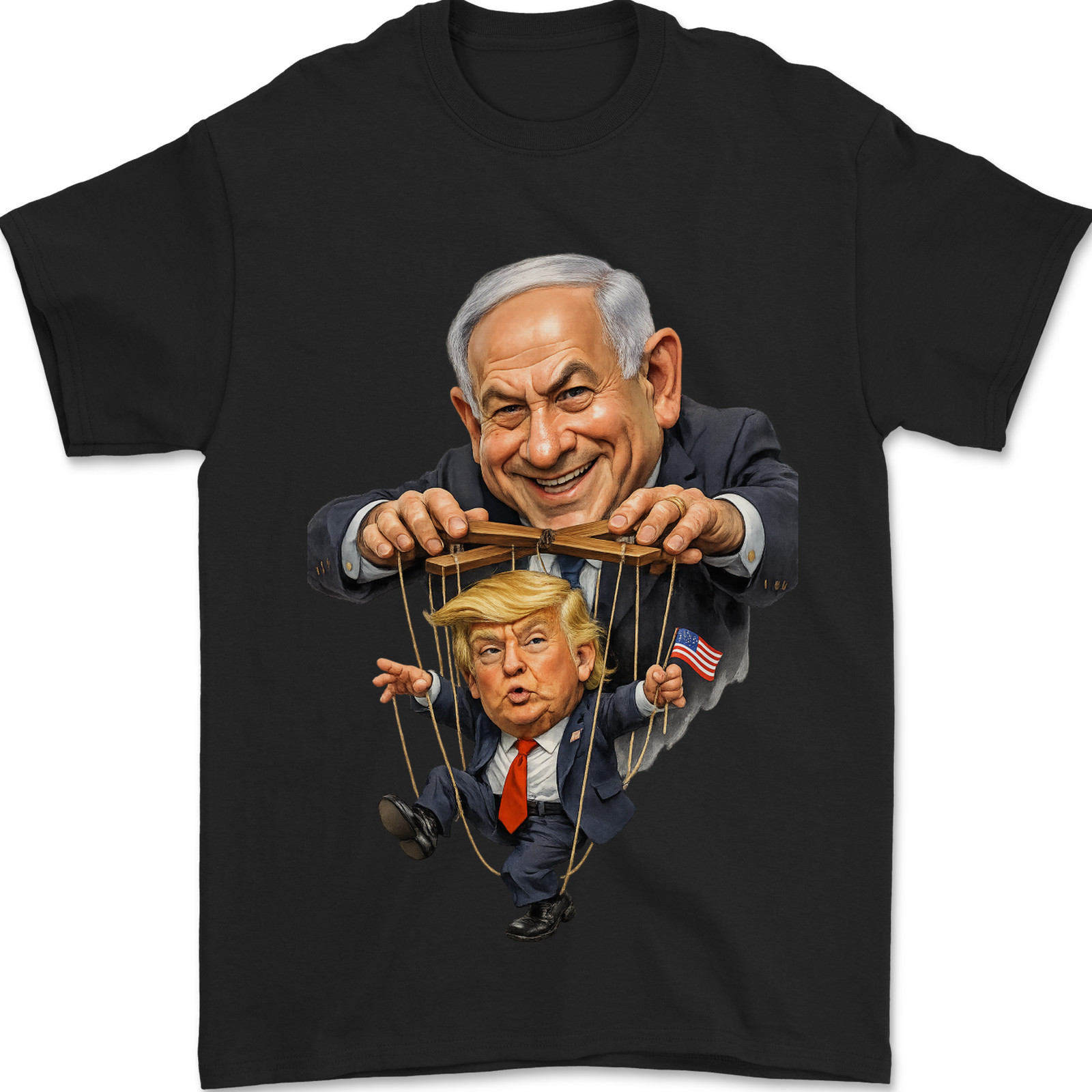Benjamin Netanyahu Trumps Puppet Master Israel Iran Palestine War Mens T-Shirt