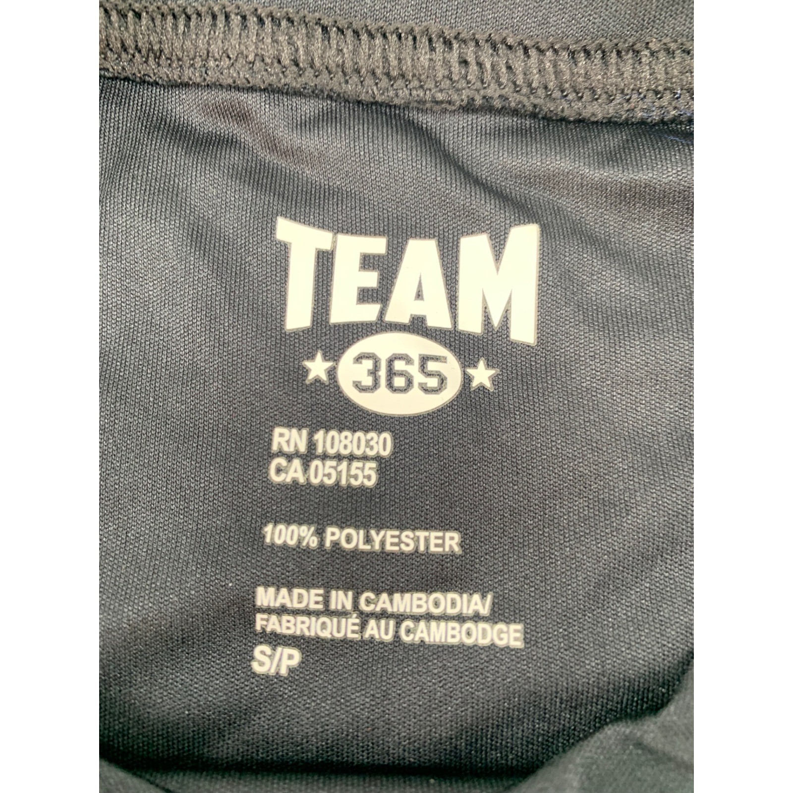 Team 365 Mens Athletic T Shirt Black Short Sleeve Crew Neck Polyester Size S