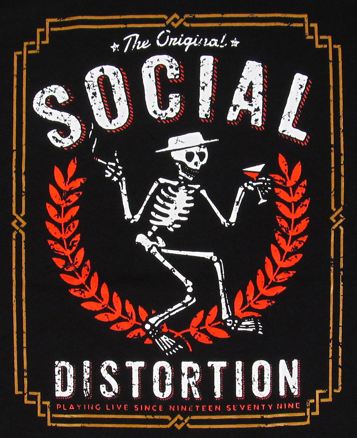 SOCIAL DISTORTION T-shirt Punk Rock Skeleton Logo Adult Mens Black New