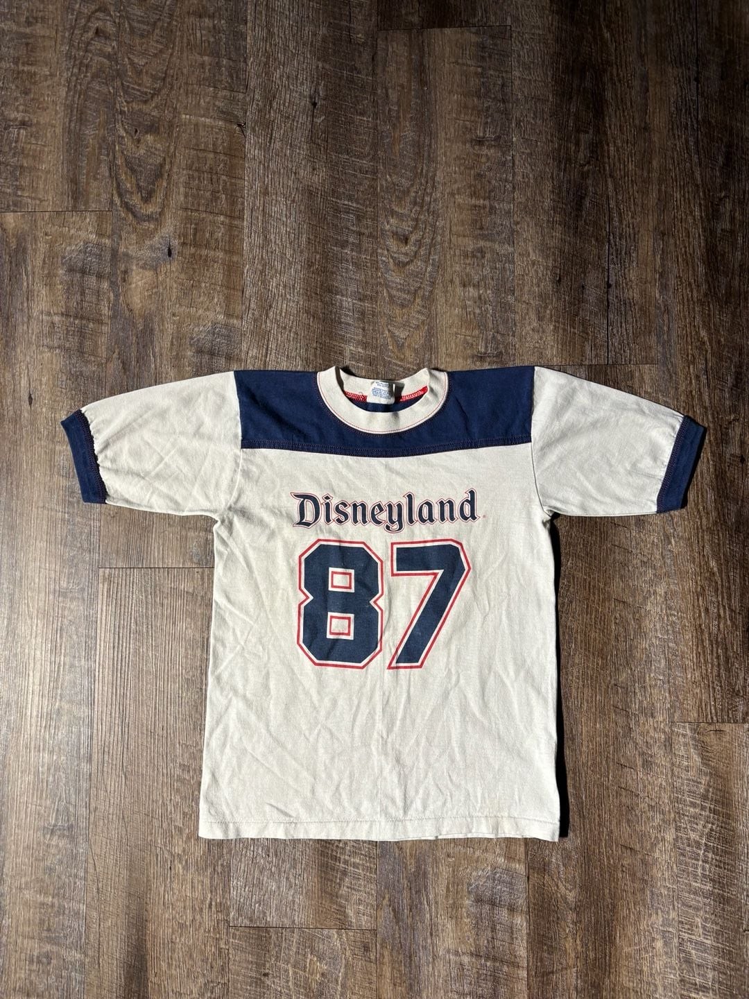 Vintage 80s Disneyland 87 Jersey T-Shirt Kids Size Large