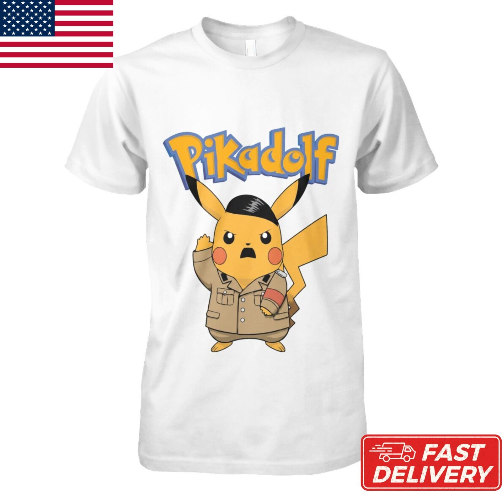 Pikadolf Hitler Shirt Funny Cartoon Graphic Tee
