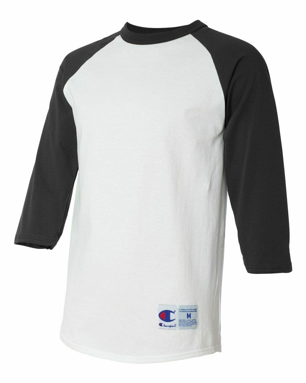 Champion Mens NEW Size S-3XL Tagless Tee ¾ Sleeve Baseball Raglan T-Shirt T137