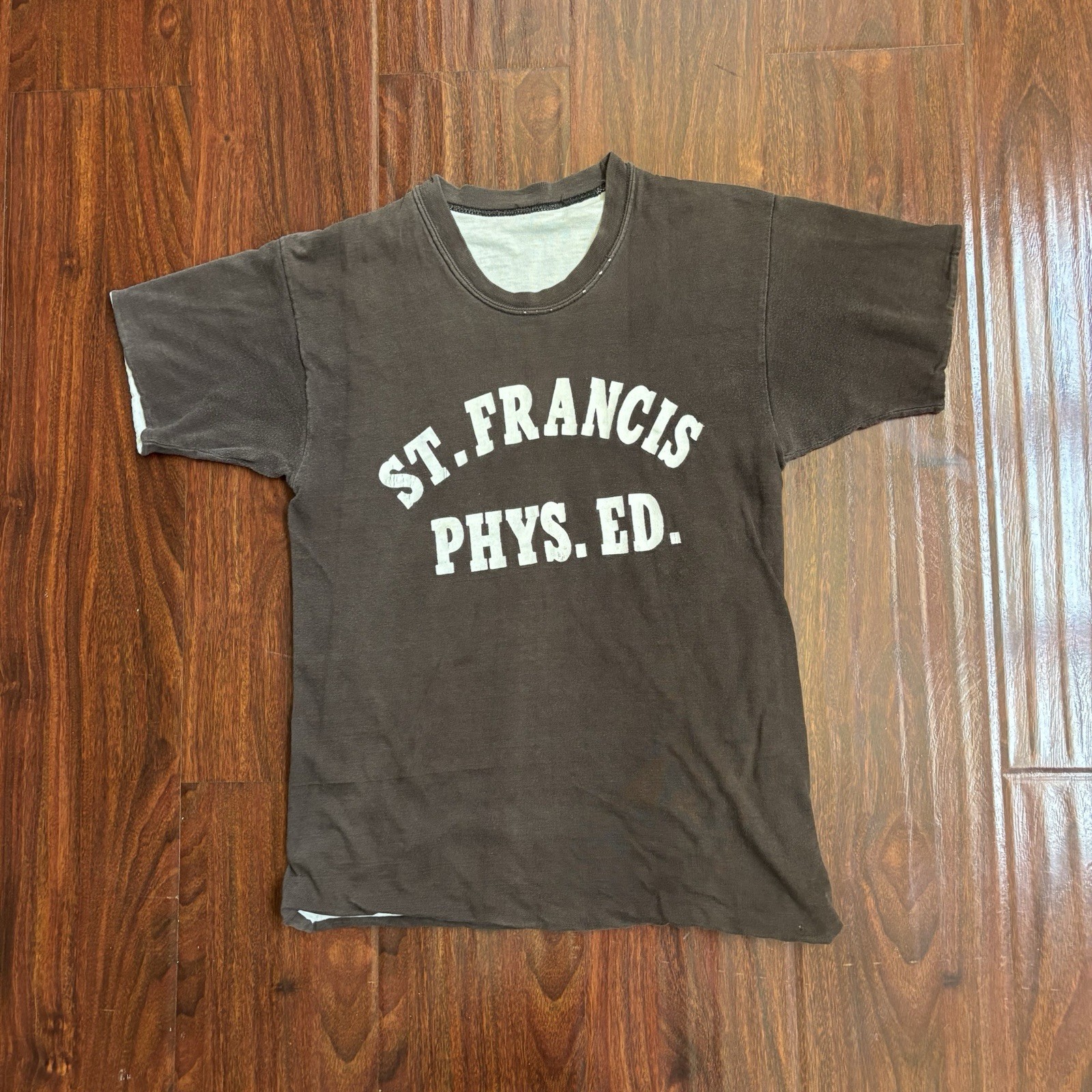 Vtg 60s 70s St. Francis Physical Education PE Reversible T-Shirt Size S Gym
