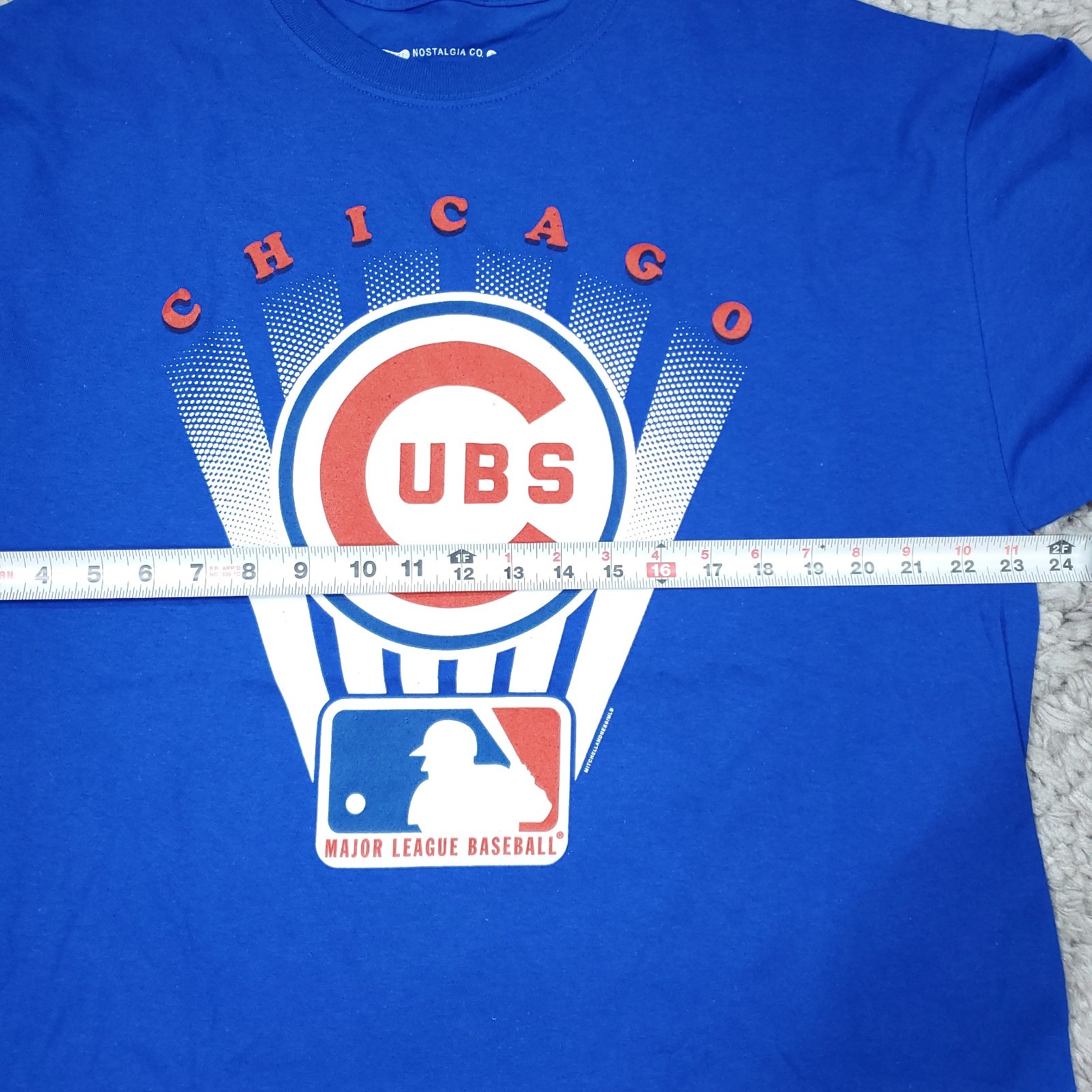 Chicago Cubs Mitchell & Ness Cooperstown Collection Blue Graphic Logo T-Shirt XL