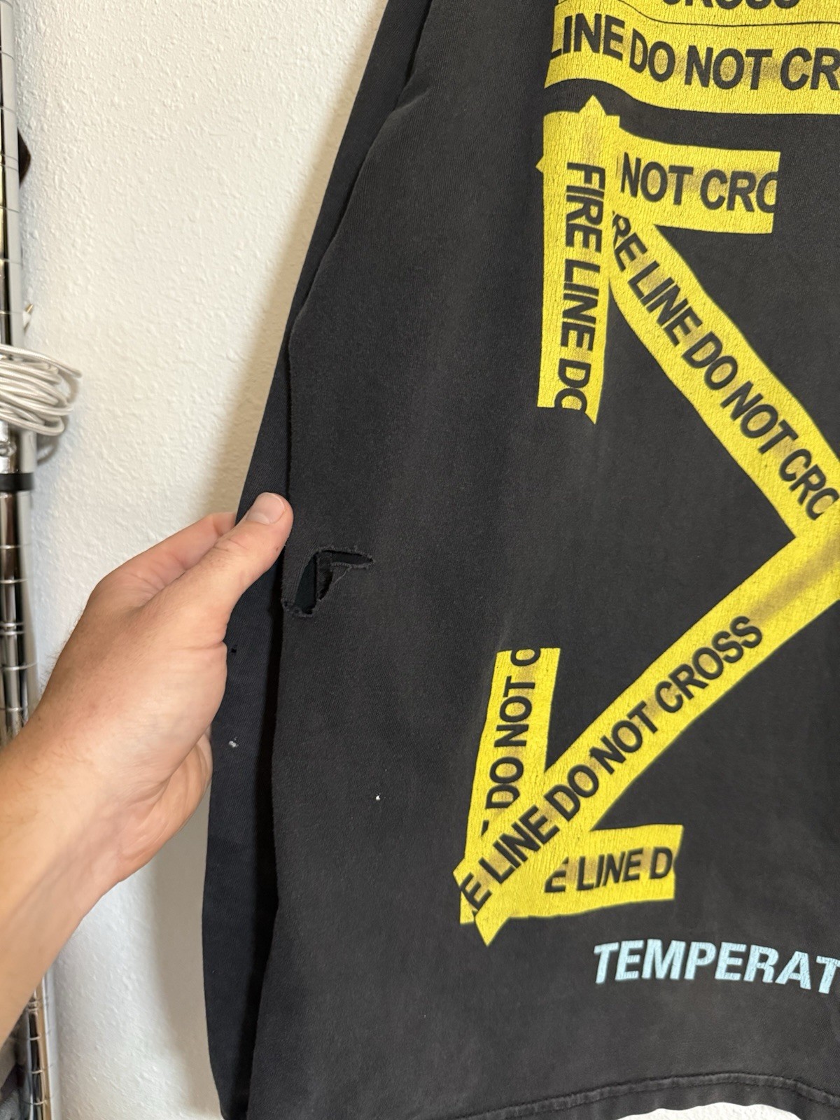 VTG OFF-White Caution Tape Long Sleeve Size Large