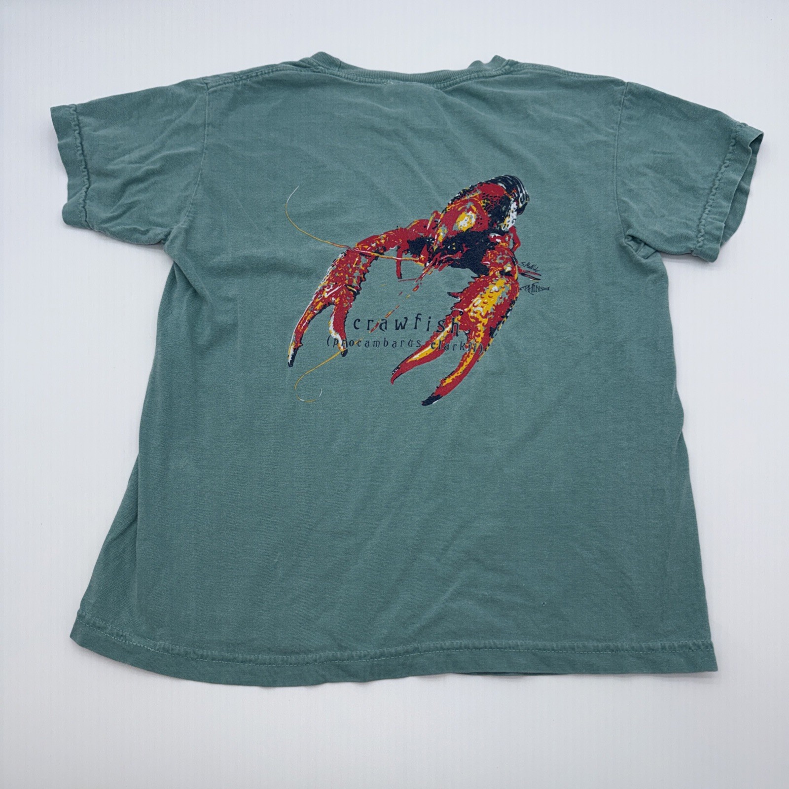 PHINS Apparel Youth Medium Comfort Colors Chalky Mint Green Fishing Fish