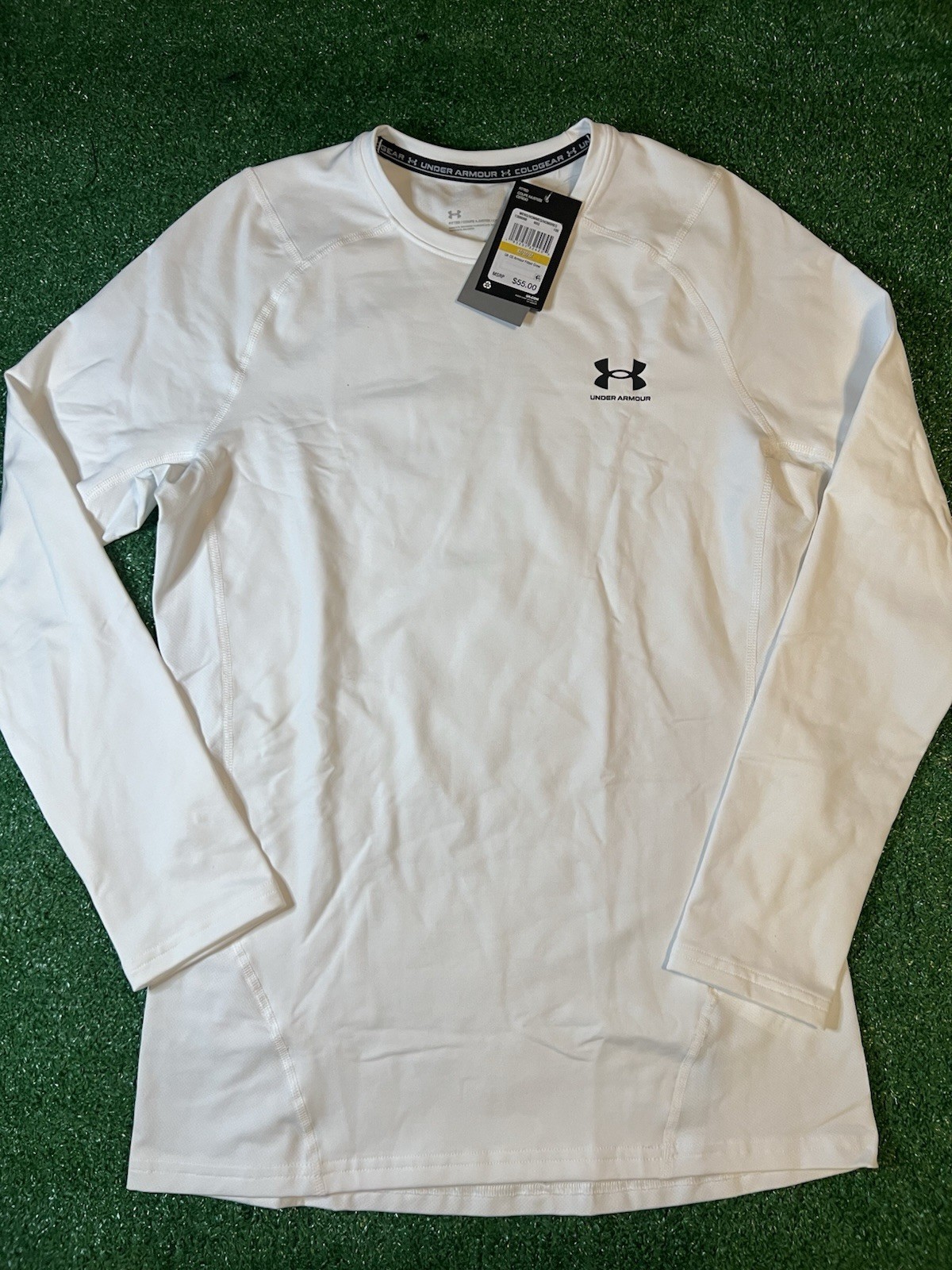 Under Armour COLDGEAR Fitted Long Sleeve Athletic Shirt White Size M 1366068