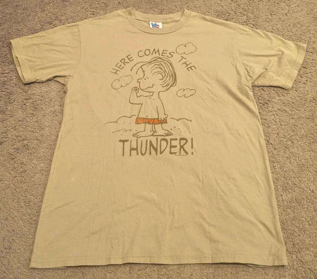 Junk Food Peanuts Linus Here Comes The Thunder Brown T-Shirt Men’s Small