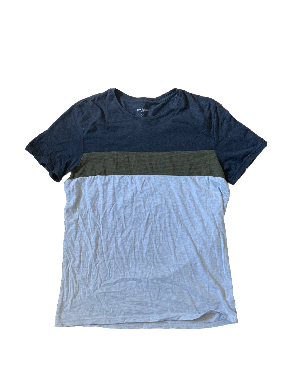 GOODFELLOW & CO Men’s Light Dark Gray/Green/White Colorblock T-Shirt