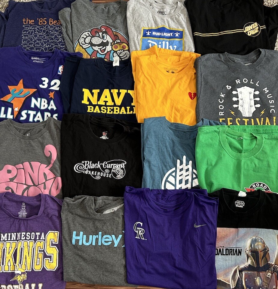 5 T-Shirt Lot Random Sports Bands Movies VTG Pop Culture Streetwear Nike Art