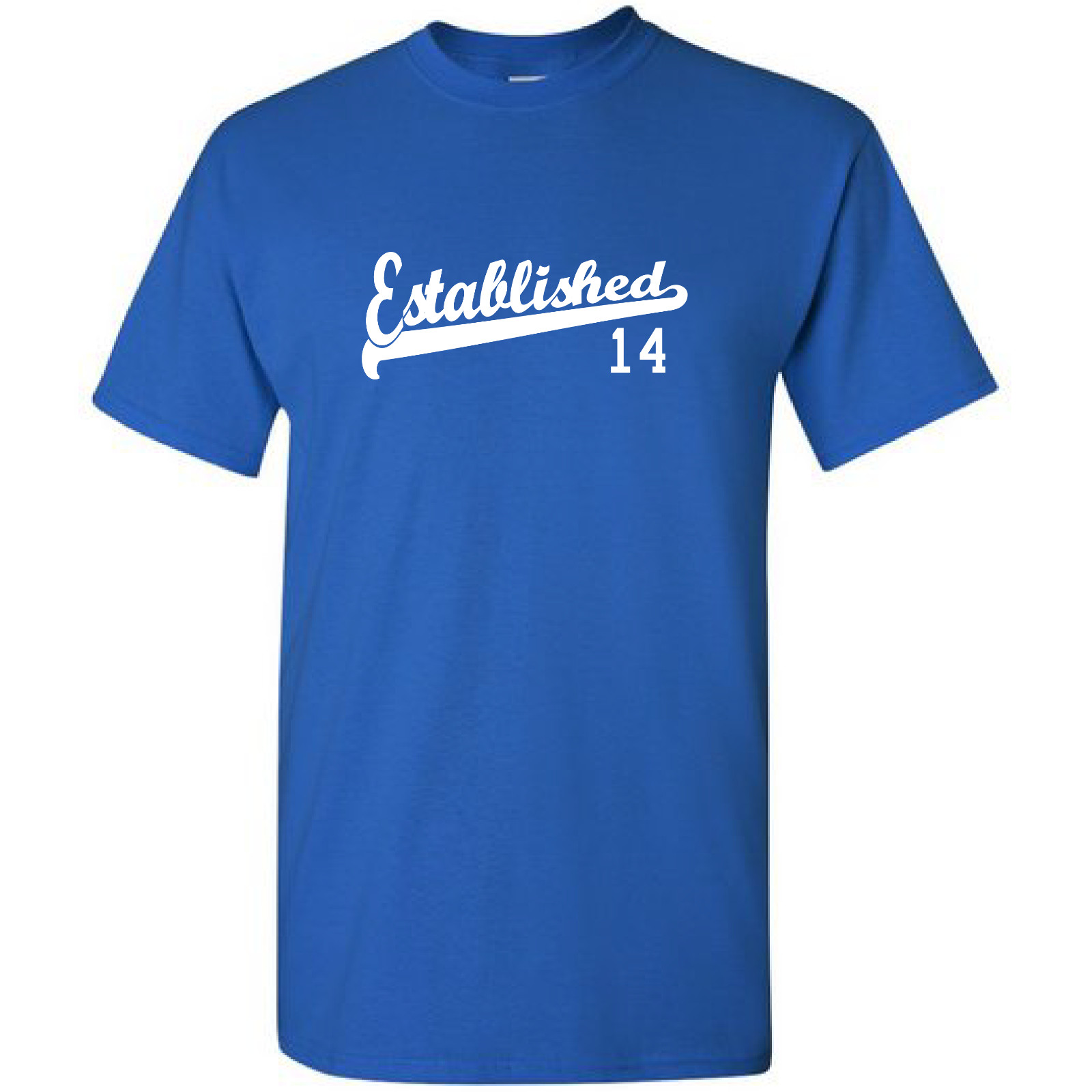 Established 14 Birthday Anniversary Script Tail 2014 Tee Shirt All Size & Color