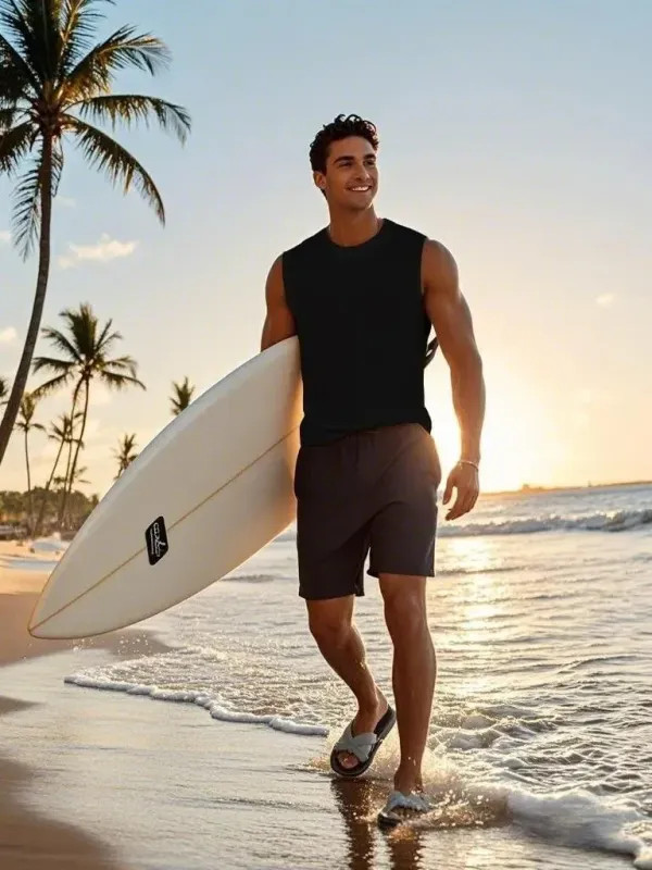 Men’s Tank Top Workout Sleeveless Hawaiian Palm Tree Beach Quick Dry Vest
