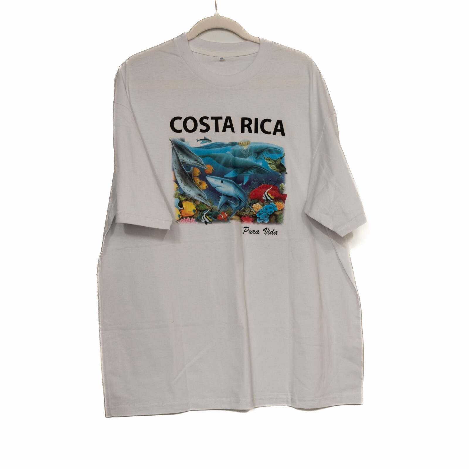 Costa Rica Pura Vida Mens White T-Shirt Crew Neck Cotton Short Sleeve Size 2XL