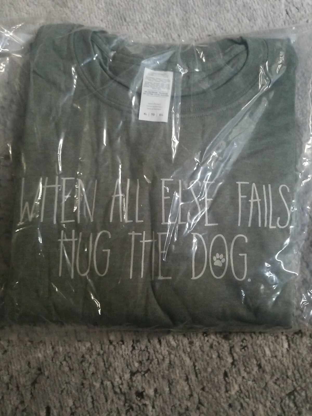 T-shirt size Small. Says, “When all else fails, …” 65% polyester,35% cotton.