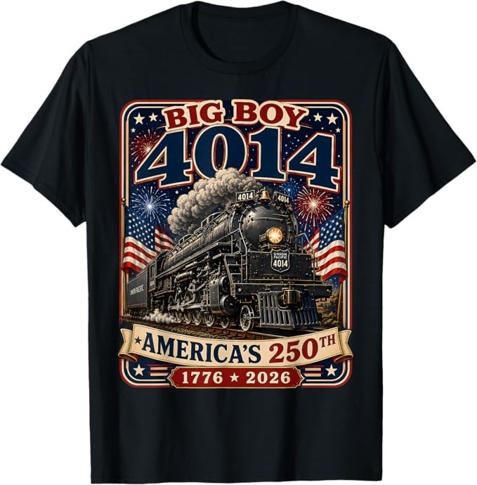 Big Boy 4014 Train 4th of July Retro US Flag Vintage Apparel T-Shirt