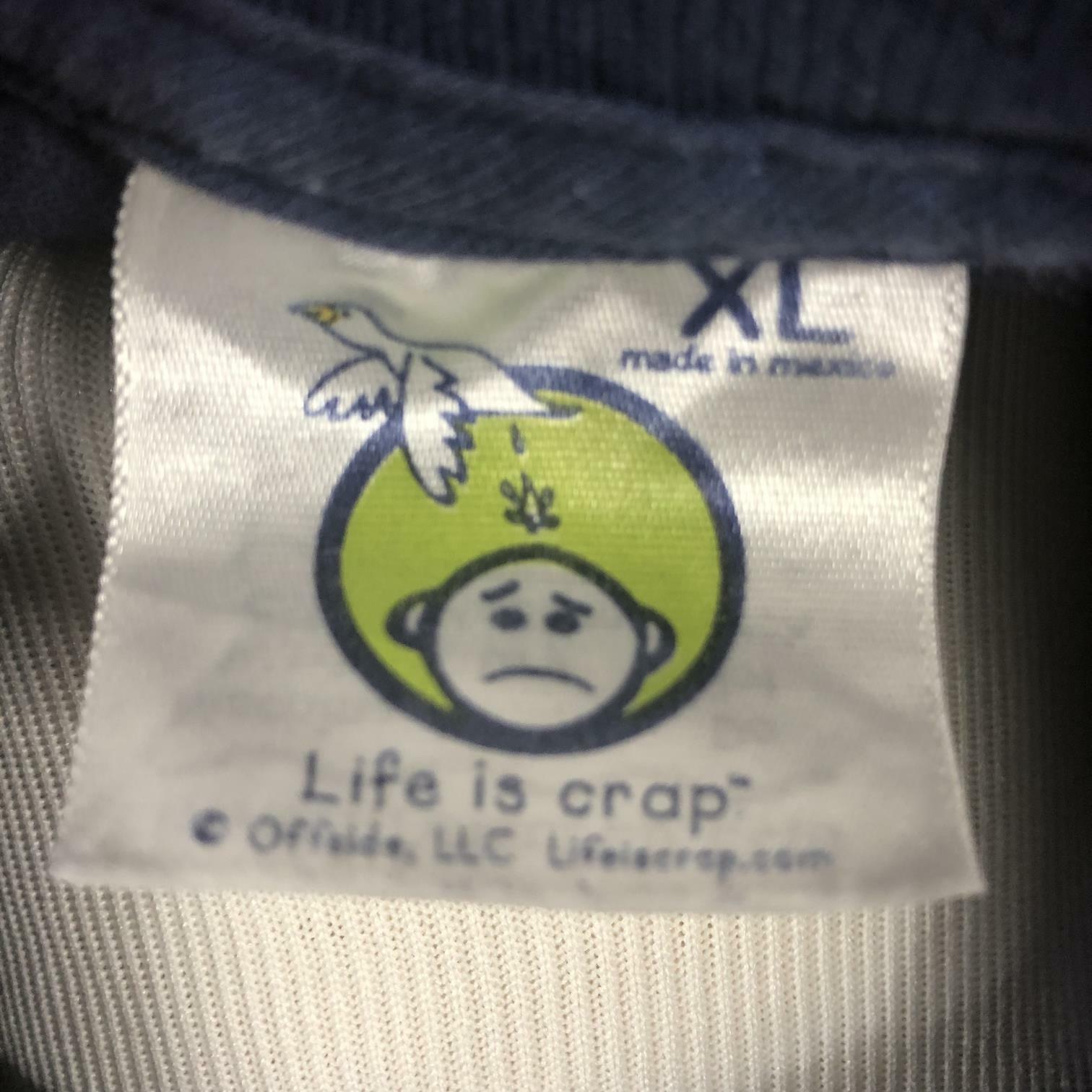 Life is Crap ‘First Born’ Blue Men’s Short Sleeve Graphic T-shirt XL