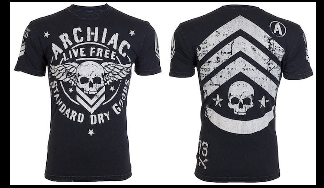 ARCHAIC by AFFLICTION Black STRONG CREST Short Sleeve Slim Fit T-shirt NWT