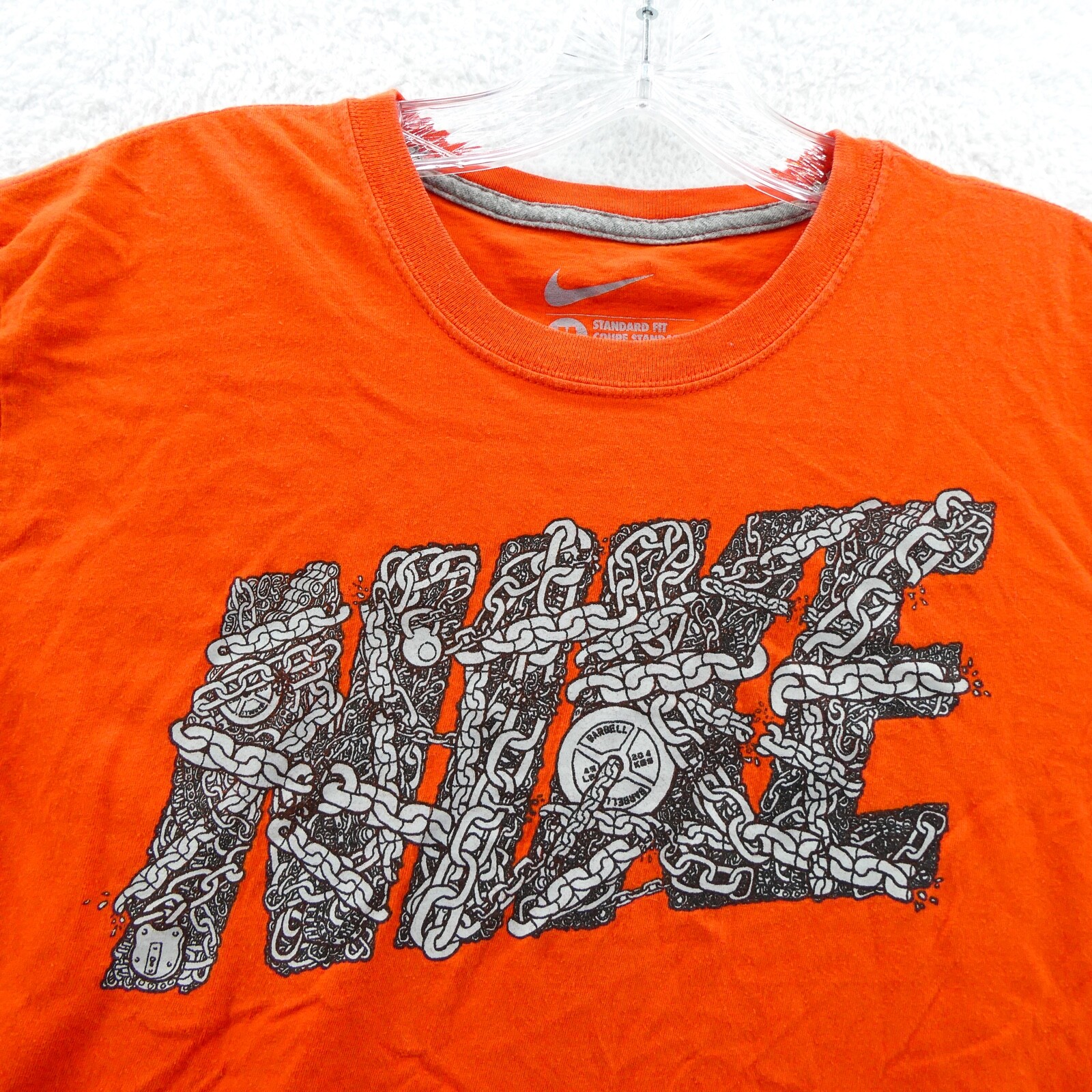 Nike Shirt Mens Medium Orange Regular Cotton Tee Beach Casual Summer Gym Sport