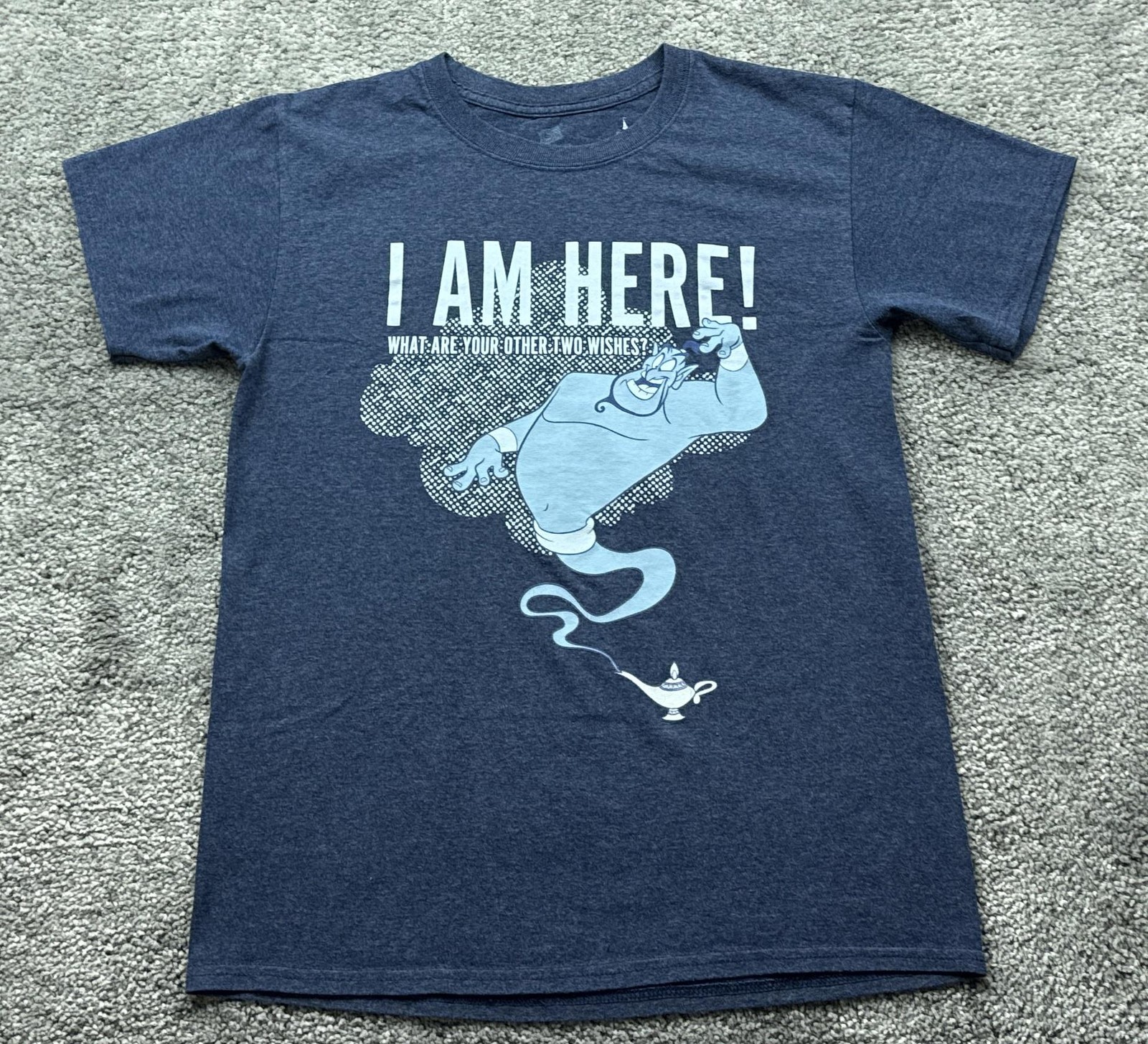 Disney Parks Shirt Mens S Blue Genie Graphic Tagless Cotton Jersey Crewneck