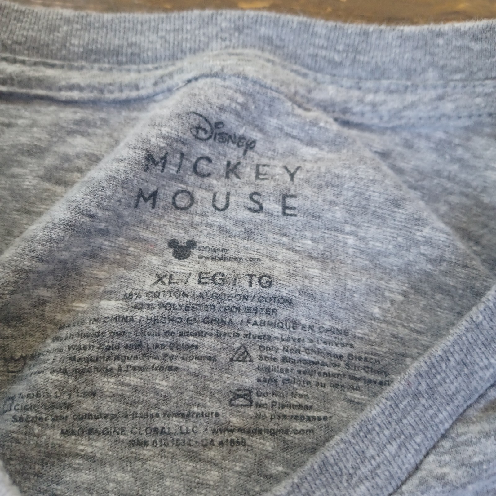 Disney Mickey Mouse Classic Graphic T-Shirt – Men’s Size XL Heather Gray Super