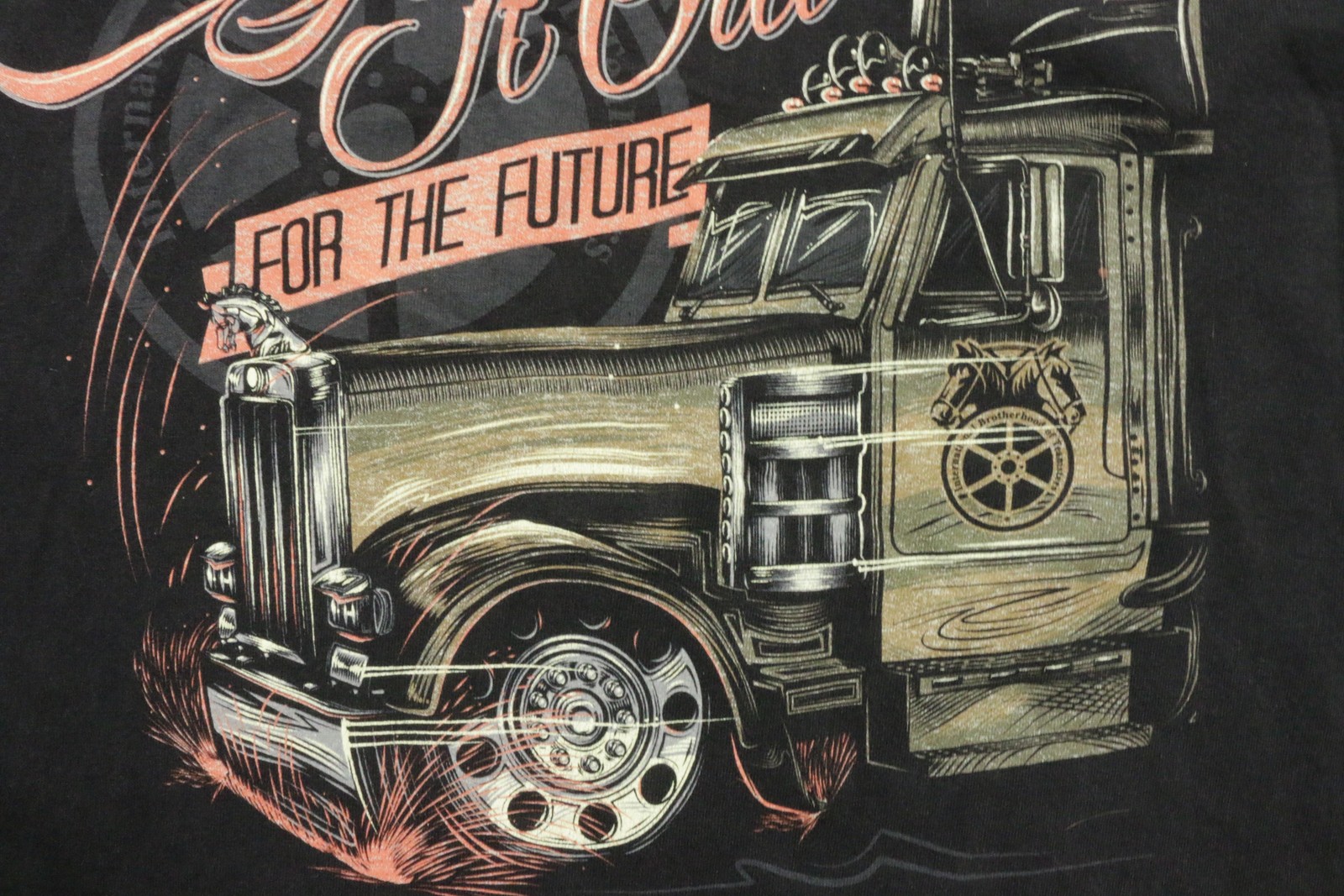 Bayside Hollywood Teamsters Shirt Mens Large Black Grinding Trucker Graphic Tee