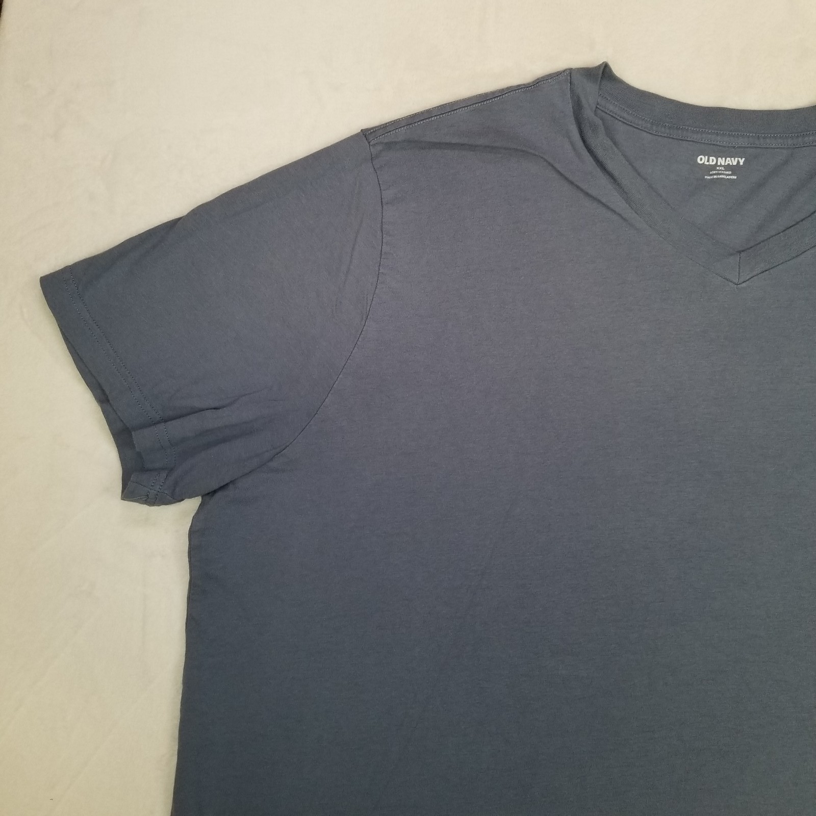 Old Navy Soft-Washed Slate Blue Basic T-Shirt Mens XXL Solid V-Neck Short Sleeve