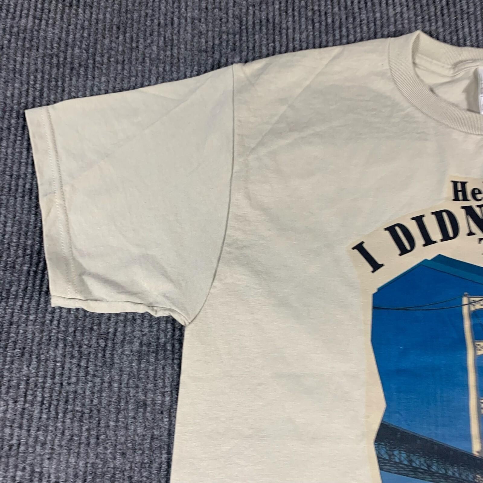 VTG Fruit of the Loom T Shirt Mens Large Beige Y2K Mackinac Bridge Labor Day USA