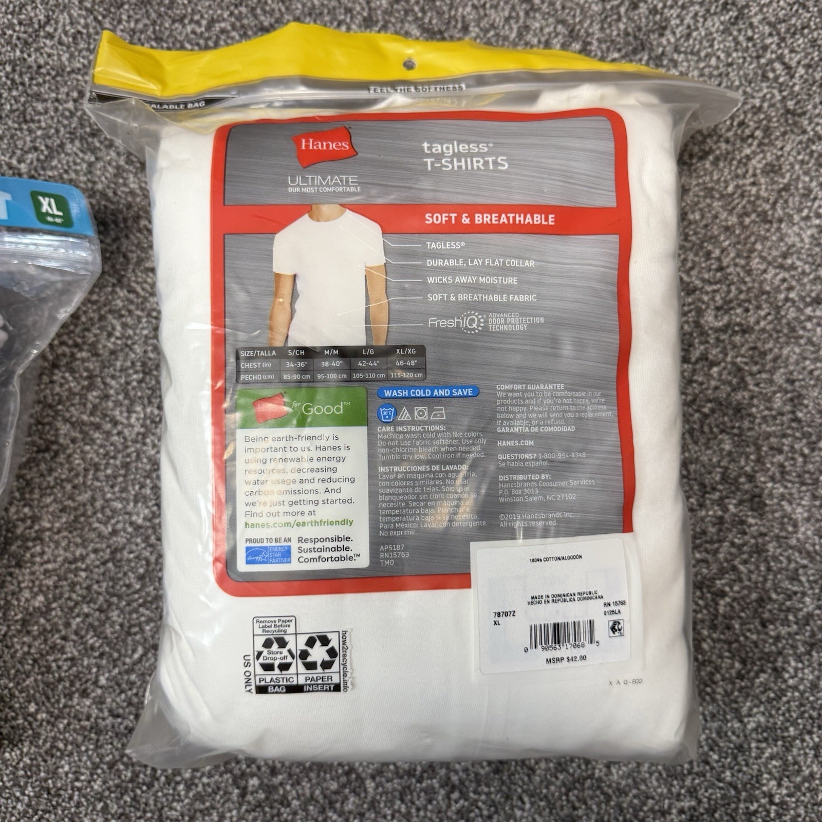 Hanes Mens 2 Pack Crew Neck T-Shirts Size XL Cool Comfort Tagless 11 Shirts