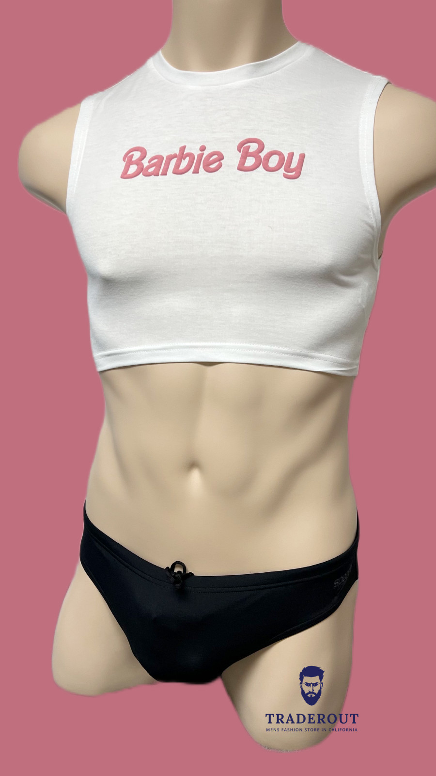 H.E.Arts 3D Puff Barbie boy custom print men white crop sleevelss tank top S M L