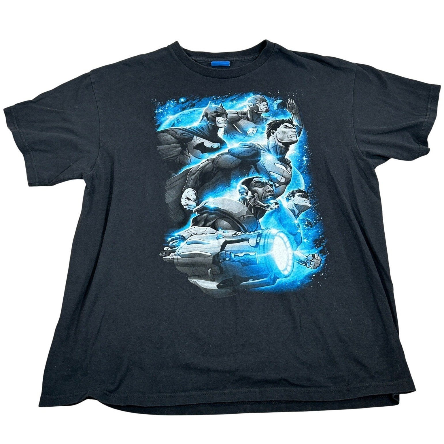 Justice League DC Comics Mens Graphic T-Shirt Black Batman Superman Flash XL