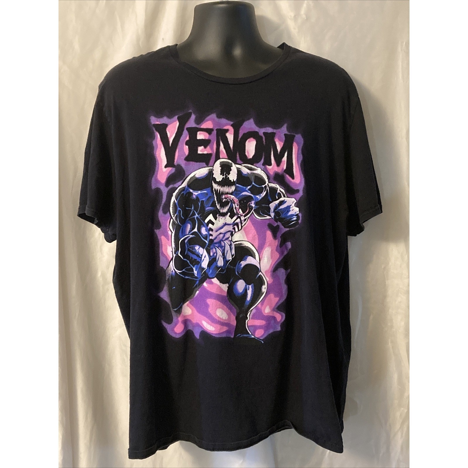 Marvel Mad Engine Venom Purple Smoke Short Sleeve Black T-Shirt Size 2XL XXL