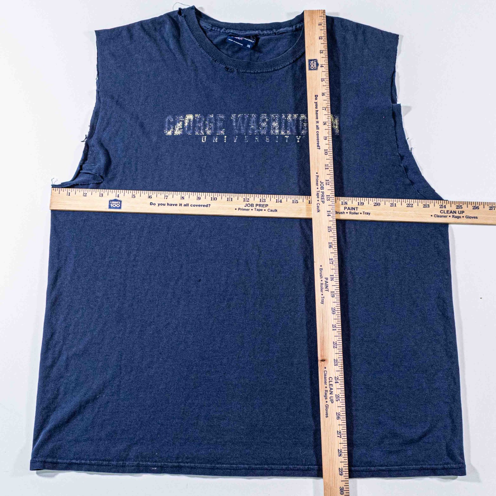 VTG George Washington University Sleeveless T Shirt XL MV Sport Y2K Distressed